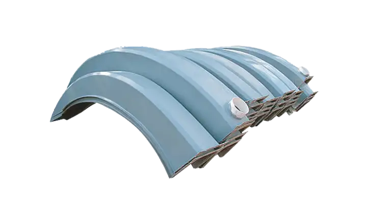 CALHAS DE FIBRA REFORÇADAS COM SUPORTES E COM SAÍDA EM PVC